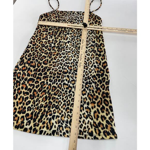 Zara Dress Womens Small Yellow Black Leopard Square Neck Mini Stretch Knit - Picture 6 of 8